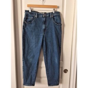 Levis SilverTab Mom Jeans Medium Wash High Waisted Tapered Blue Denim Size 32
